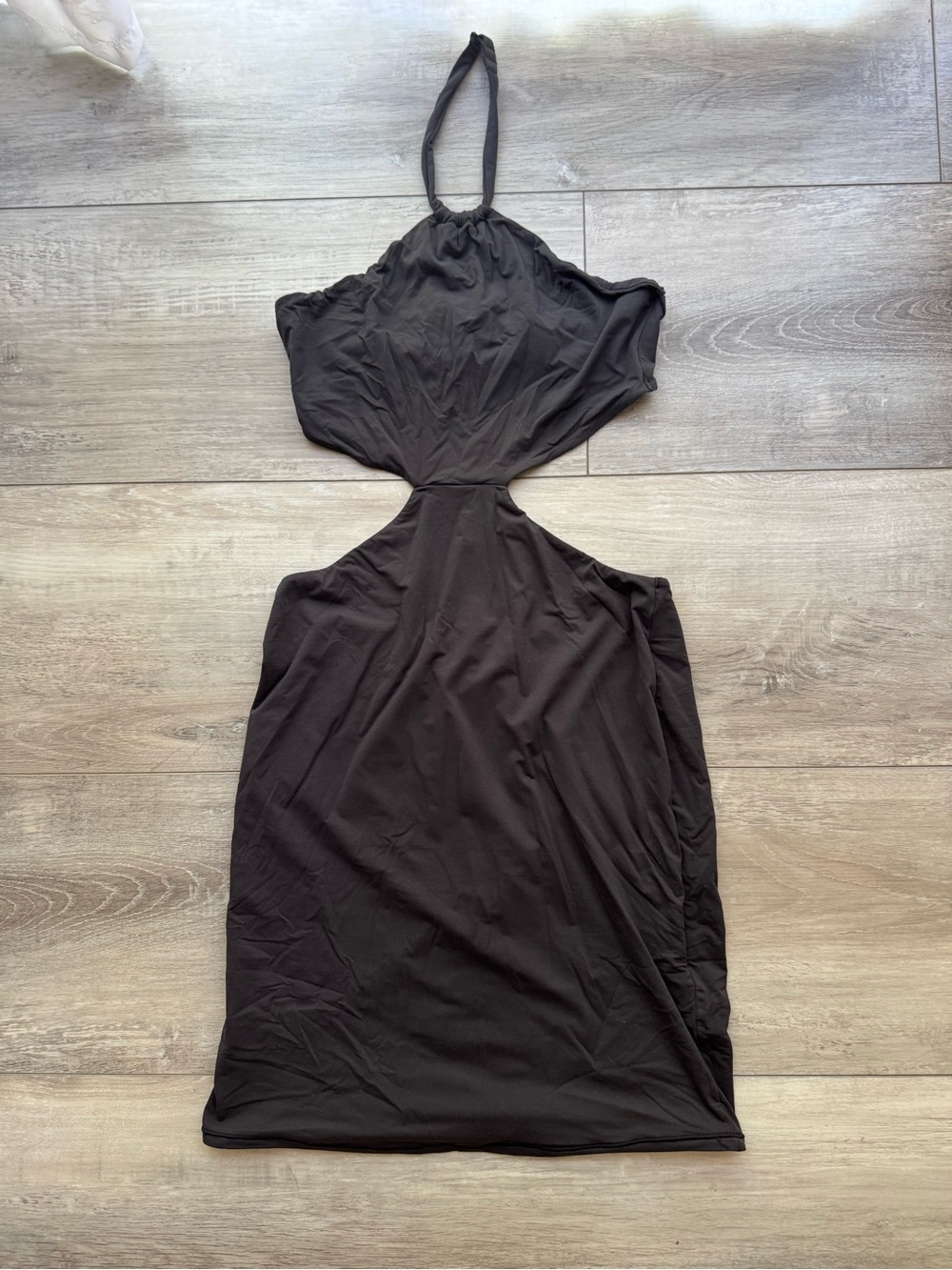 SKIMS Black Backless Halter Cutout Dress